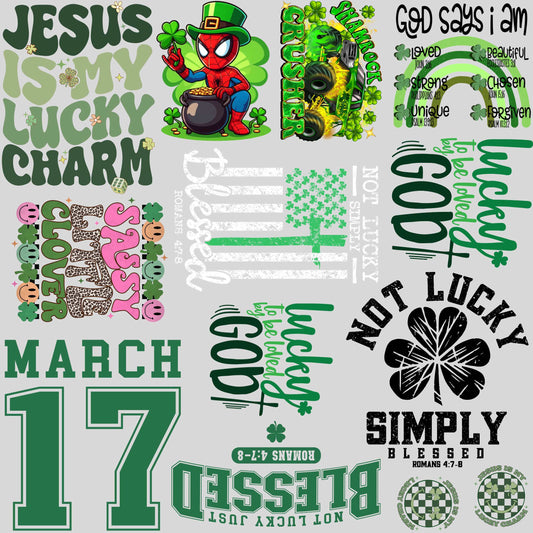St. Patrick's Day Christian Premade DTF Gang Sheet - 30x30