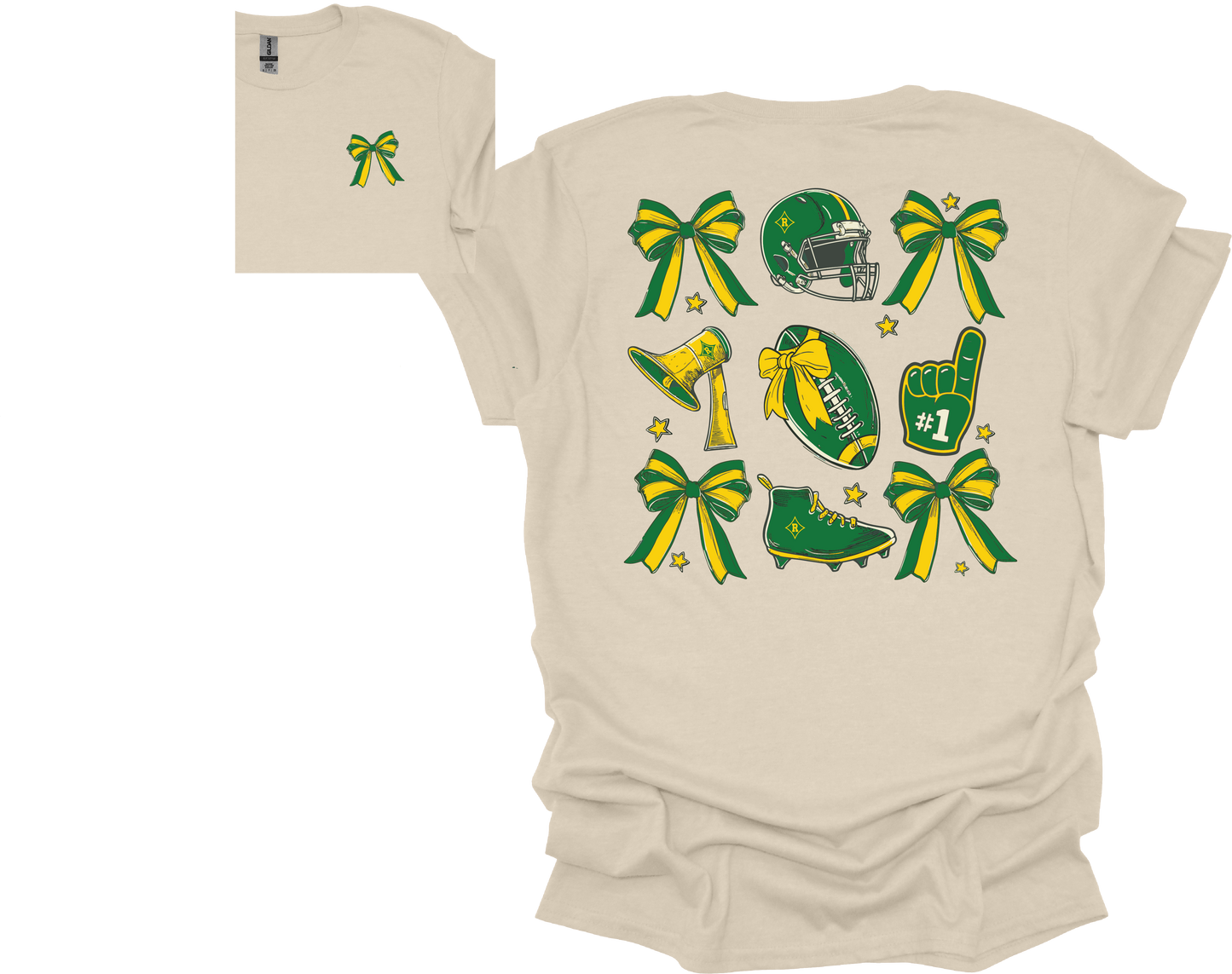 Football - RSHS Raider Retro Coquette Bow Football Tshirt