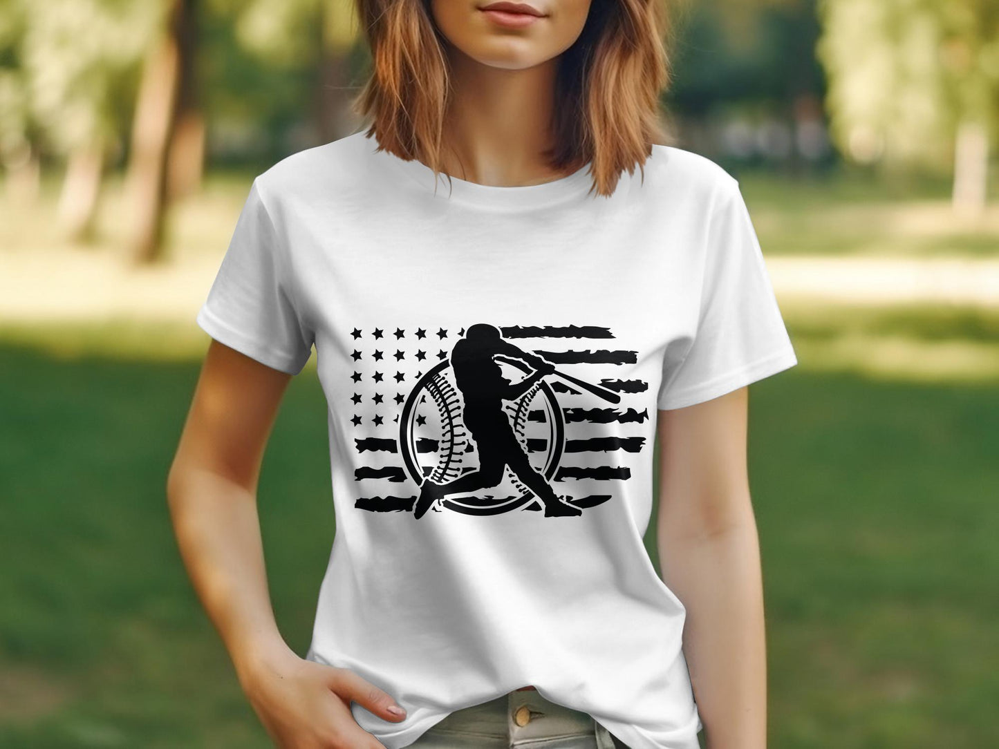 Baseball player with flag - T-shirt
