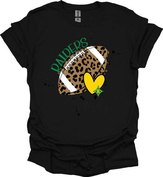 Football - RSHS Raider Leopard Football Yellow Heart Tshirt
