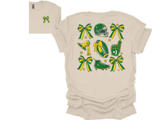 Football - RSHS Raider Retro Coquette Bow Football Tshirt