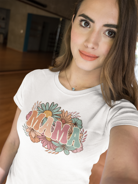 Mama Floral Distressed T-shirt