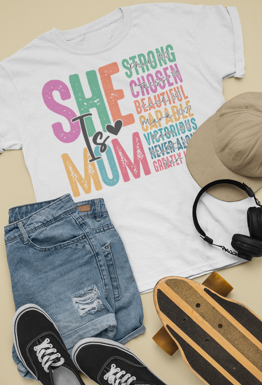Mama - She is Mom Distressed Lettering Tshirt