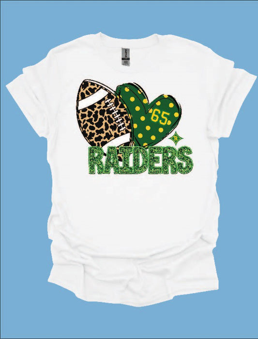 Football - RSHS Raider Leopard Football Polka Dot Heart Tshirt