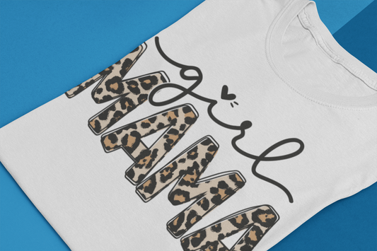 Mama - Girl Mama Leopard Simple T-shirt